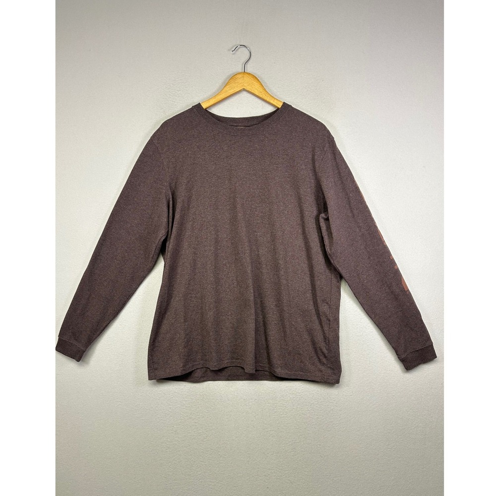 Workwear Carhartt Men XL Brown Heather Long Sleeve Logo Graphic T-Shirt TK0231-W